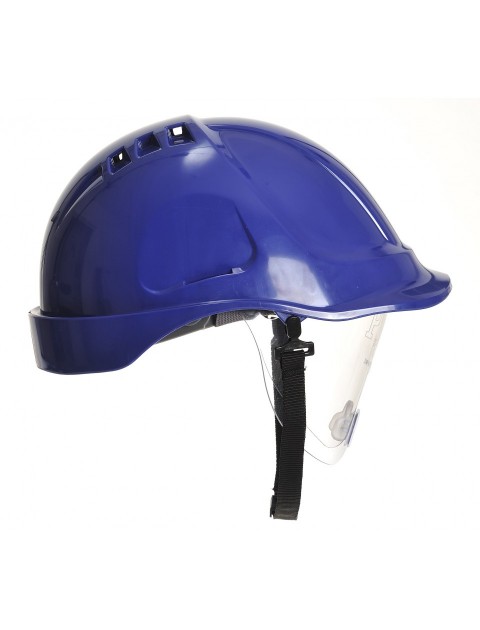 Portwest PW55 Retractable Visor Helmet - Blue Personal Protective Equipment 